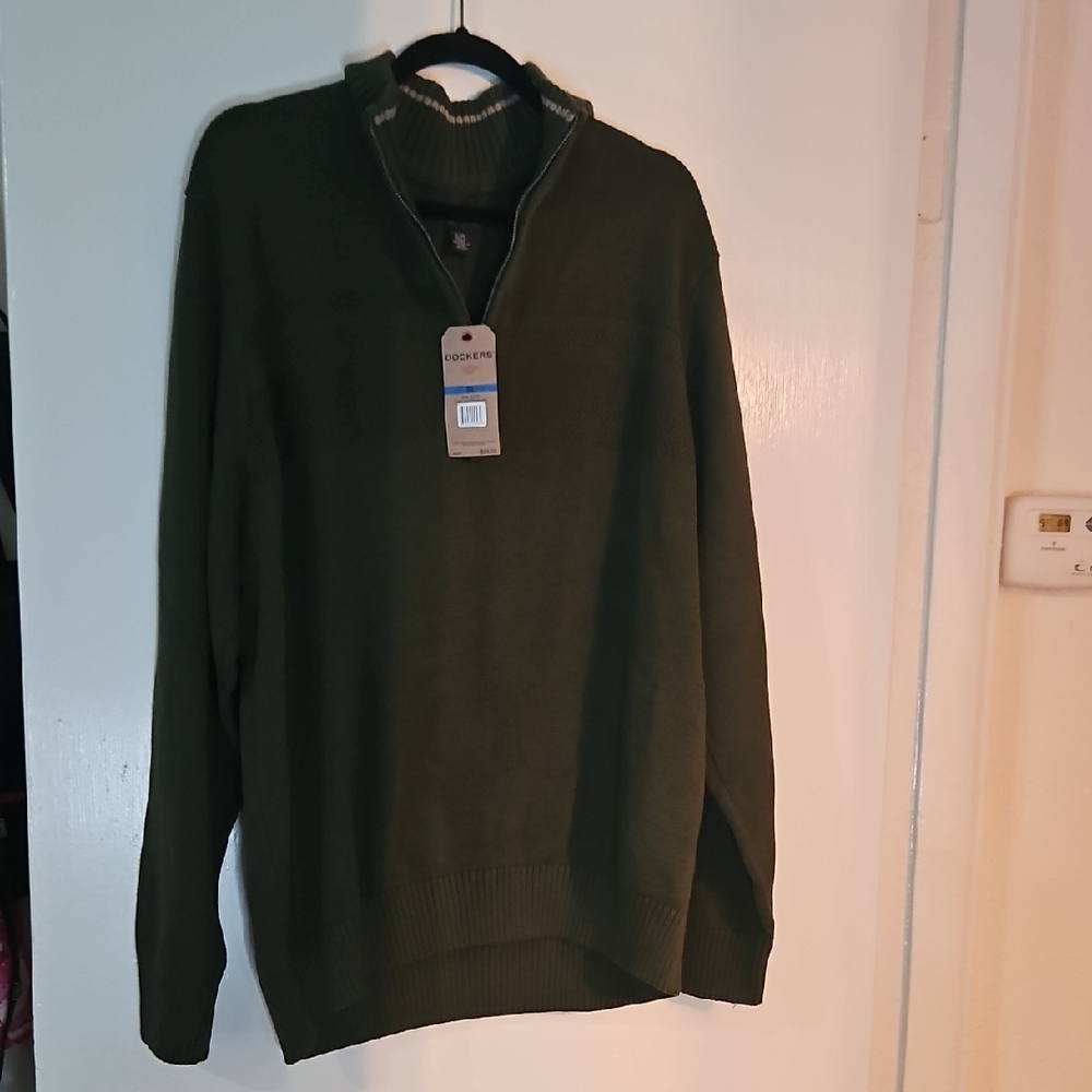 Dockers Olive Green Quarter-Zip Men's Sweater